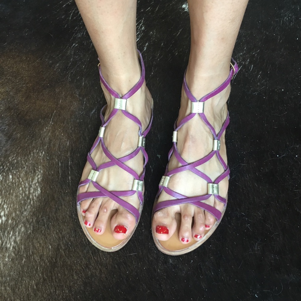 Strap purple gold flat sandals Roman warrior DVF